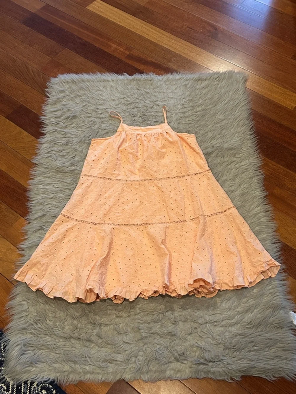 Carters Girls Peach Eyelet Sundress with Ruffle Hem